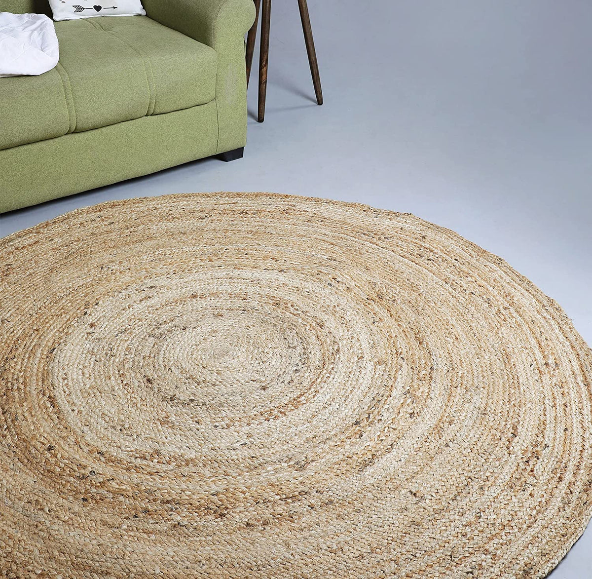 Beige Blue Jute Braided Doormatfor Living Room – Living handmade by LoomifyHome