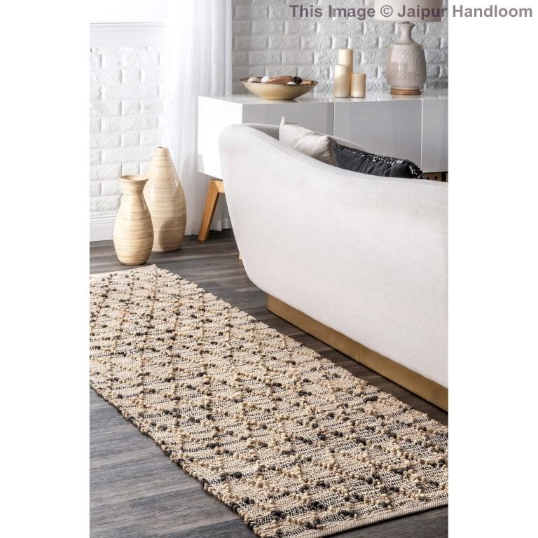 Beige Blue Jute Braided Runner Rugfor Living Room – 24 x 216 handmade by LoomifyHome