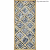 Beige Blue Jute Braided Runner Rugfor Living Room – 24 x 192 handmade by LoomifyHome