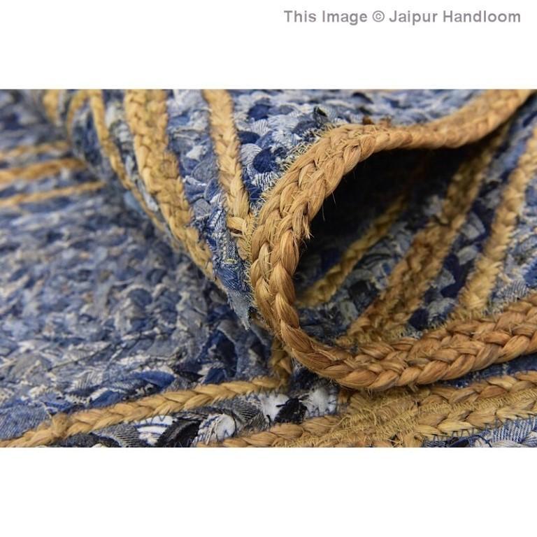 Beige Blue Jute Braided Runner Rugfor Living Room – 24 x 192 handmade by LoomifyHome