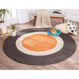Beige Blue Jute Braided Round Rugfor Living Room – Pattern handmade by LoomifyHome