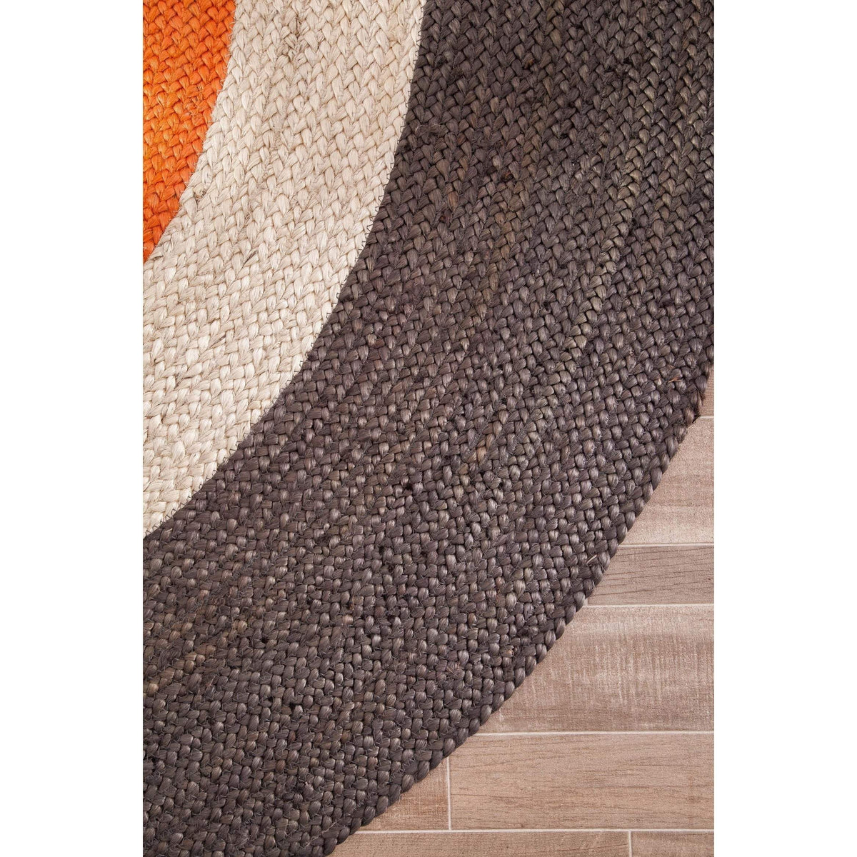 Beige Blue Jute Braided Round Rugfor Living Room – Pattern handmade by LoomifyHome