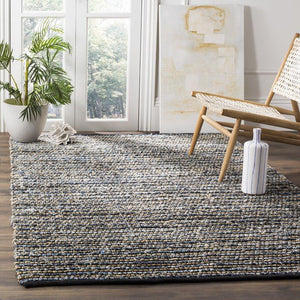 Beige Blue Jute Braided Runner Rugfor Living Room – 5 x 7 handmade by LoomifyHome