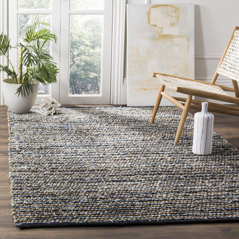Beige Blue Jute Braided Runner Rugfor Living Room – 5 x 7 handmade by LoomifyHome