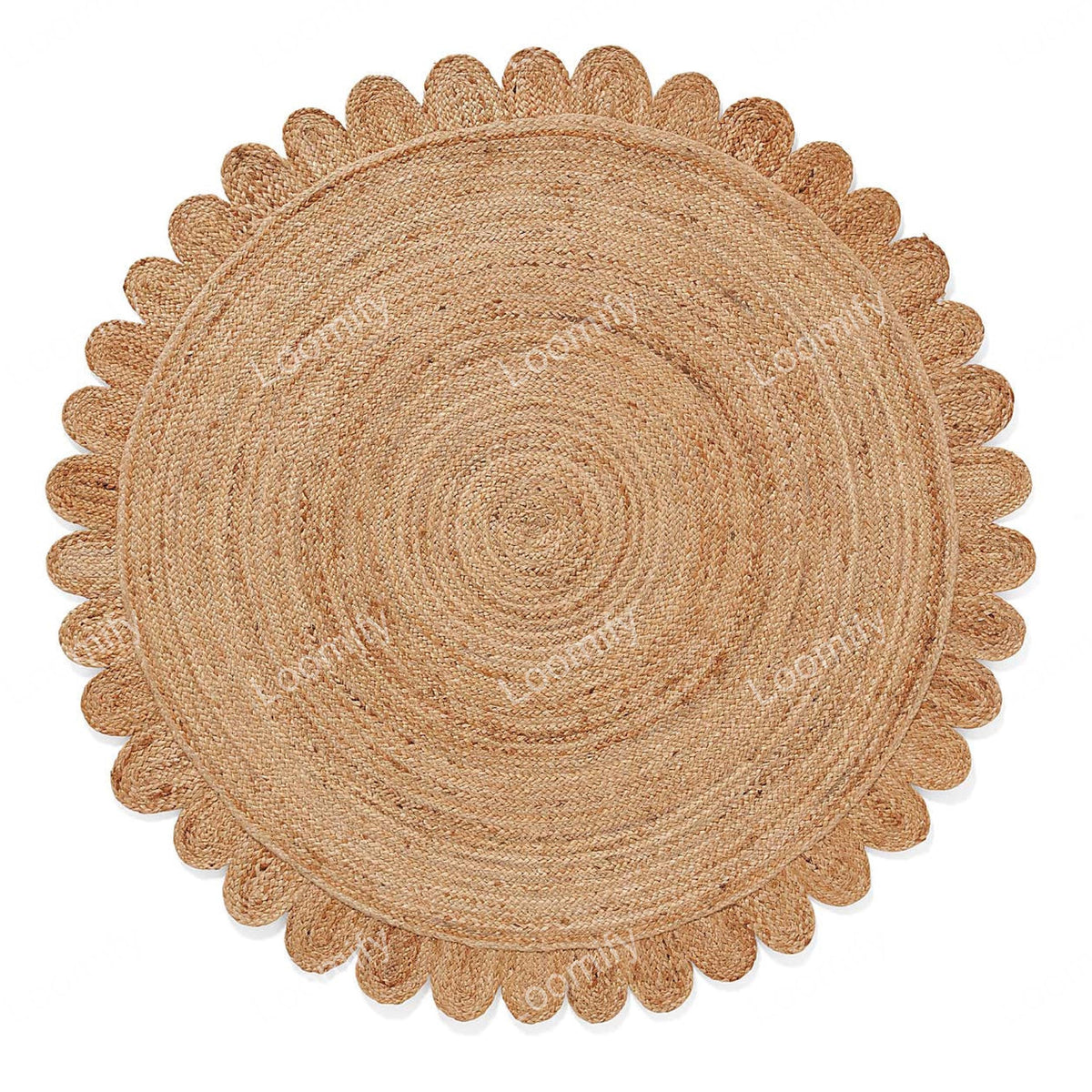 Round Natural Rug Scalloped Jute Round Rug Beige Eco Friendly Rug Round Braided Jute Area Rug Scallop Round jute Rug Circle