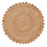 Round Natural Rug Scalloped Jute Round Rug Beige Eco Friendly Rug Round Braided Jute Area Rug Scallop Round jute Rug Circle