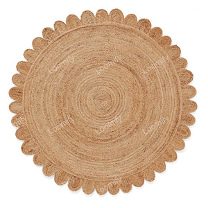 Round Natural Rug Scalloped Jute Round Rug Beige Eco Friendly Rug Round Braided Jute Area Rug Scallop Round jute Rug Circle
