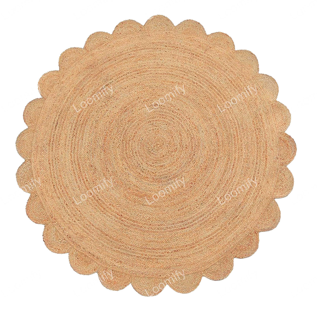 Round Natural Rug Scalloped Jute Round Rug Beige Eco Friendly Rug Round Braided Jute Area Rug Scallop Round jute Rug Circle
