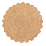 Round Natural Rug Scalloped Jute Round Rug Beige Eco Friendly Rug Round Braided Jute Area Rug Scallop Round jute Rug Circle