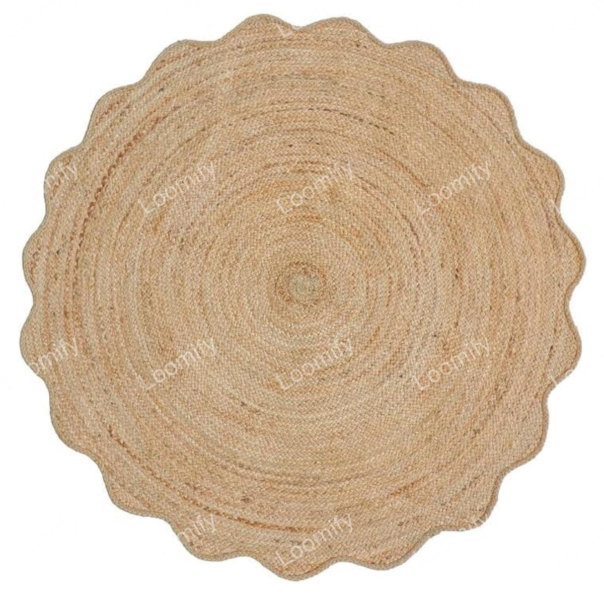 Round Natural Rug Scalloped Jute Round Rug Beige Eco Friendly Rug Round Braided Jute Area Rug Scallop Round jute Rug Circle