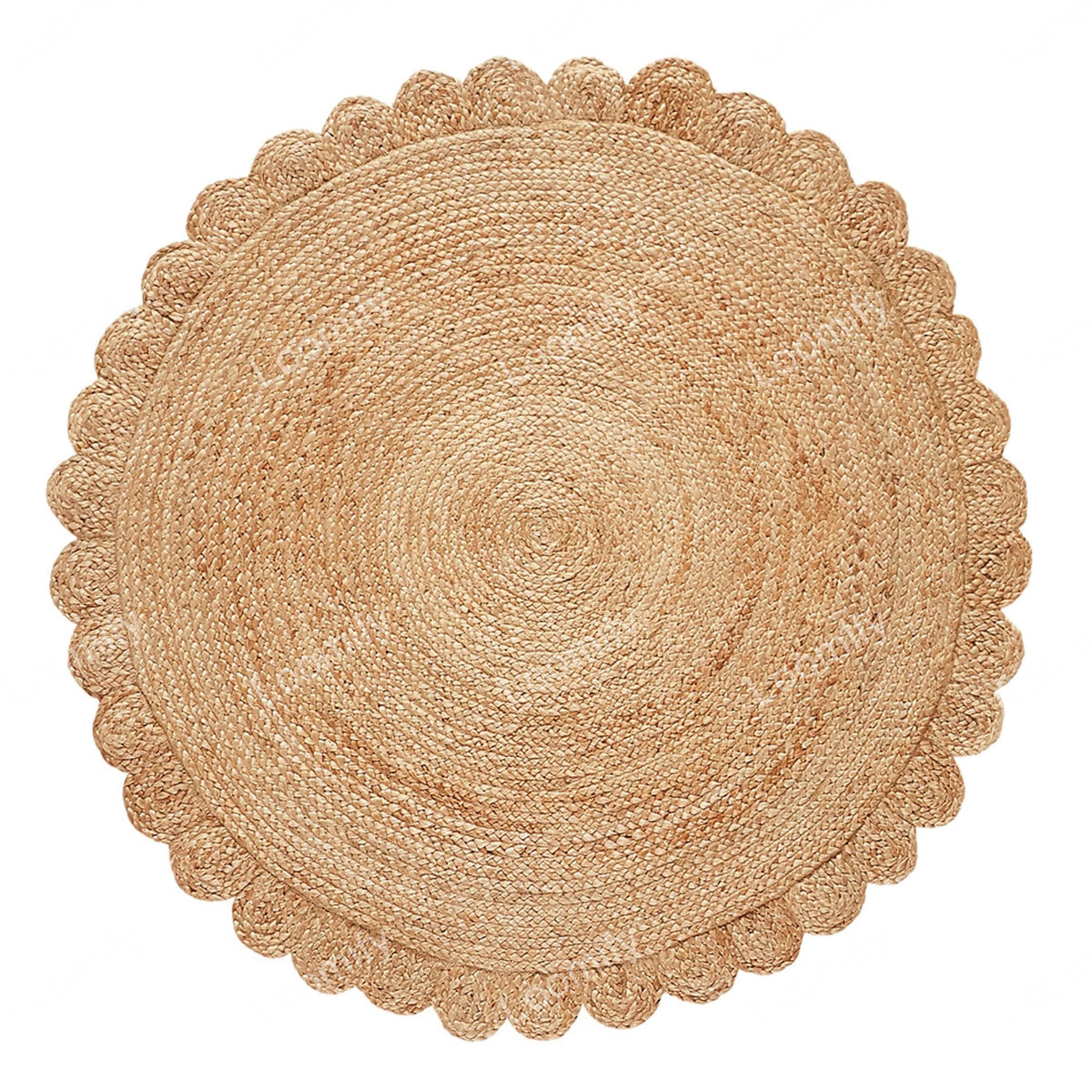 Round Natural Rug Scalloped Jute Round Rug Beige Eco Friendly Rug Round Braided Jute Area Rug Scallop Round jute Rug Circle