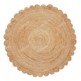 Round Natural Rug Scalloped Jute Round Rug Beige Eco Friendly Rug Round Braided Jute Area Rug Scallop Round jute Rug Circle