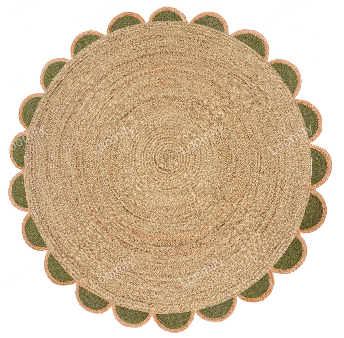 Round Natural Rug Scalloped Jute Round Rug Beige Eco Friendly Rug Round Braided Jute Area Rug Scallop Round jute Rug Circle