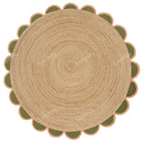 Round Natural Rug Scalloped Jute Round Rug Beige Eco Friendly Rug Round Braided Jute Area Rug Scallop Round jute Rug Circle