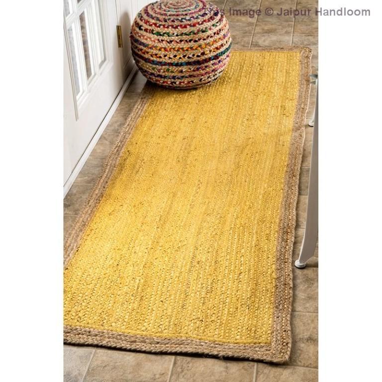 Beige Blue Jute Braided Runner Rugfor Living Room – Beige handmade by LoomifyHome