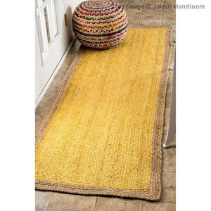 Beige Blue Jute Braided Runner Rugfor Living Room – Beige handmade by LoomifyHome