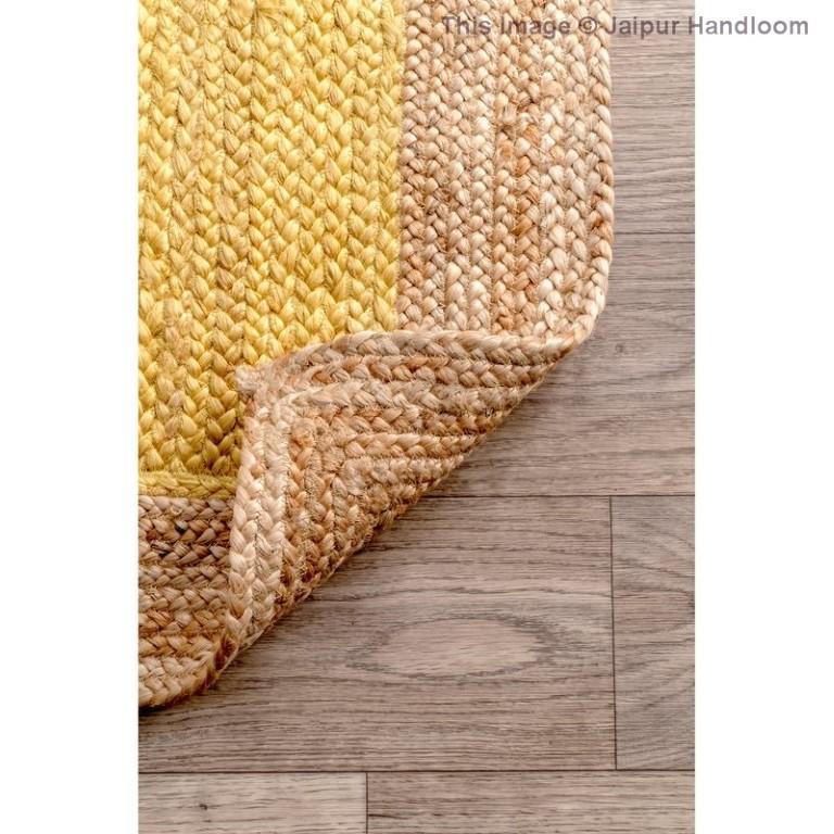 Beige Blue Jute Braided Runner Rugfor Living Room – Beige handmade by LoomifyHome