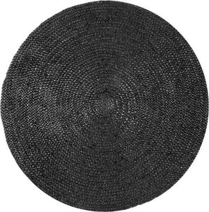 Black White Jute Braided Round Rugfor Living Room – Solid handmade by LoomifyHome