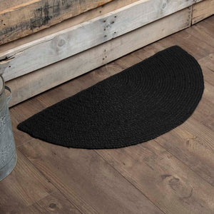 Black White Jute Braided Half Moon Doormatfor Living Room – Bohemian handmade by LoomifyHome