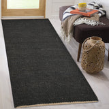 Black Beige Jute Braided Stair Runnerfor Living Room – Scalloped handmade by LoomifyHome