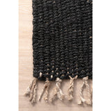 Black Beige Jute Braided Oval Rugfor Living Room handmade by LoomifyHome