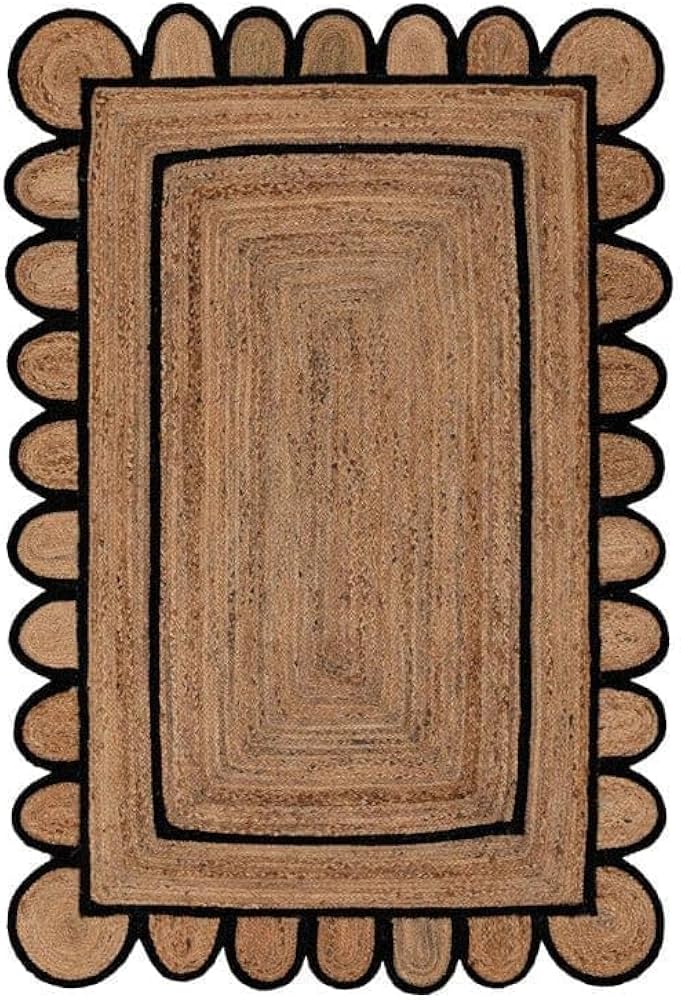 Black Beige Jute Braided Runner Rugfor Living Room – Coastal handmade by LoomifyHome
