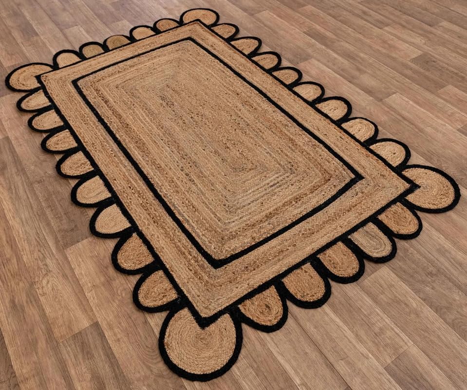 Black Beige Jute Braided Runner Rugfor Living Room – Coastal handmade by LoomifyHome