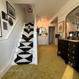Black White Jute Braided Stair Runnerfor Living Room – Scalloped handmade by LoomifyHome