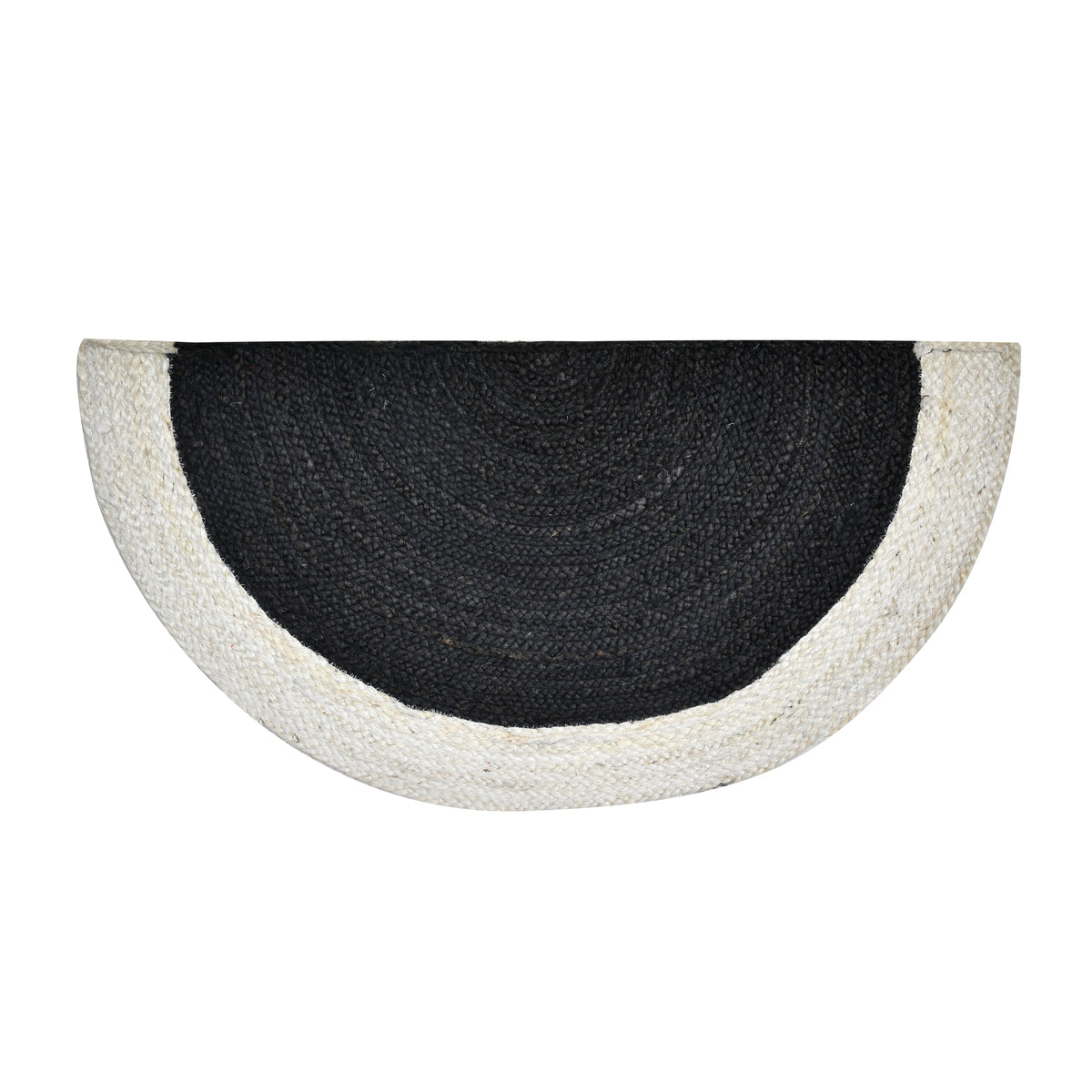 Black White Jute Braided Half Moon Doormatfor Living Room handmade by LoomifyHome