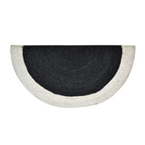 Black White Jute Braided Half Moon Doormatfor Living Room handmade by LoomifyHome