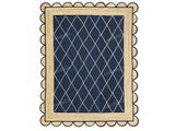Navy Jute Rug- Scallop Jute Rug Scalloped Jute Rug Jute Scallop Rug Boho Decor Jute Rug Scalloped Border Rug Handbraided Rug