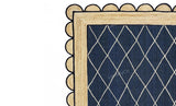 Navy Jute Rug- Scallop Jute Rug Scalloped Jute Rug Jute Scallop Rug Boho Decor Jute Rug Scalloped Border Rug Handbraided Rug