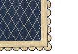 Navy Jute Rug- Scallop Jute Rug Scalloped Jute Rug Jute Scallop Rug Boho Decor Jute Rug Scalloped Border Rug Handbraided Rug