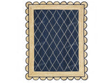 Navy Jute Rug- Scallop Jute Rug Scalloped Jute Rug Jute Scallop Rug Boho Decor Jute Rug Scalloped Border Rug Handbraided Rug