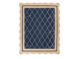 Wavy Navy Jute Scallop Rug Wave Scalloped Jute Rug Scalloped Rug Boho Decor Rug Scalloped Border Rug Hand braided Rug Custom
