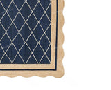 Wavy Navy Jute Scallop Rug Wave Scalloped Jute Rug Scalloped Rug Boho Decor Rug Scalloped Border Rug Hand braided Rug Custom