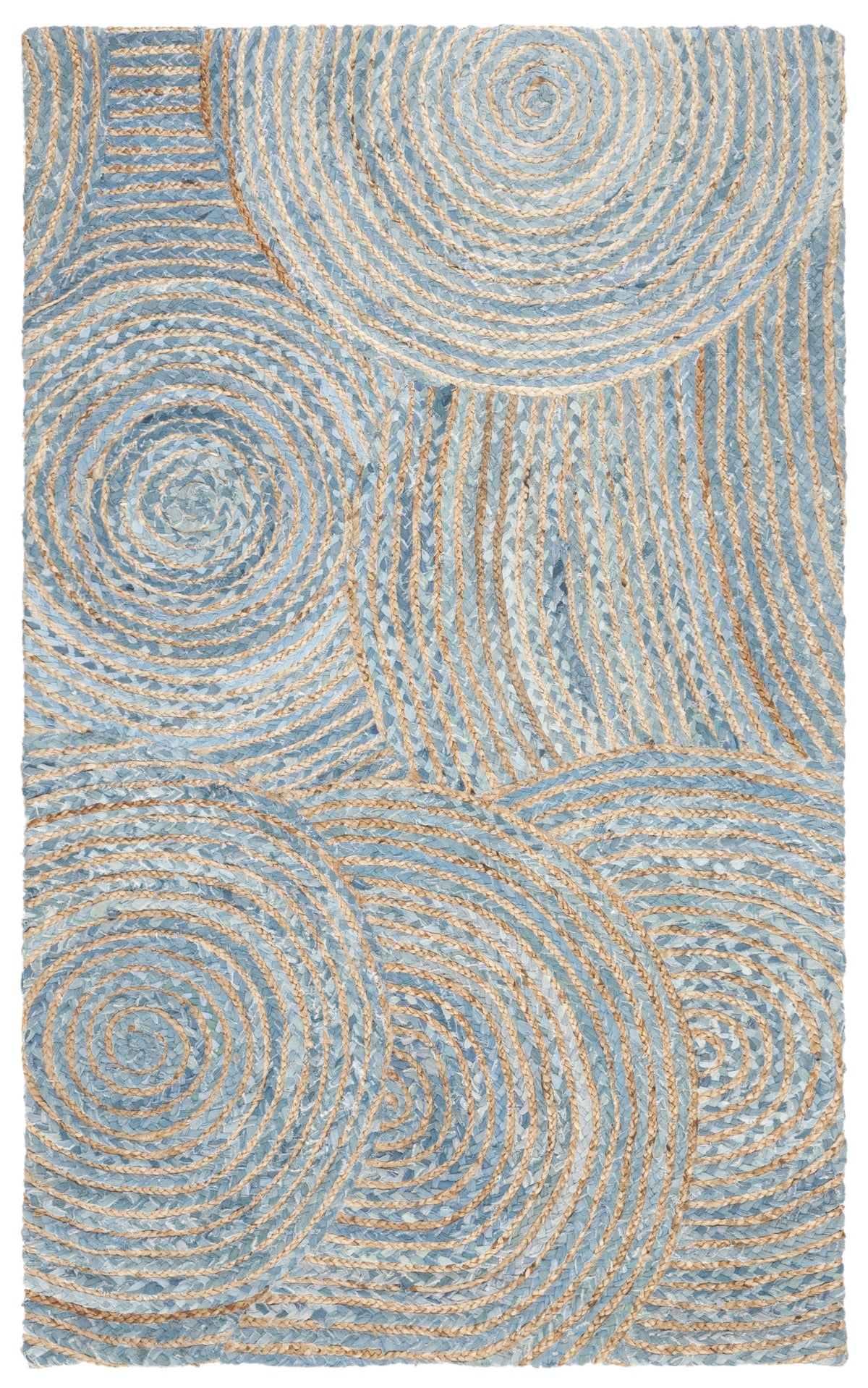 Beige Blue Jute Braided Area Rugfor Living Room – 48 x 72 handmade by LoomifyHome