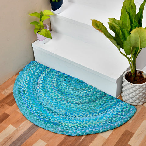 White Beige Jute Braided Half Moon Doormatfor Living Room – Round handmade by LoomifyHome