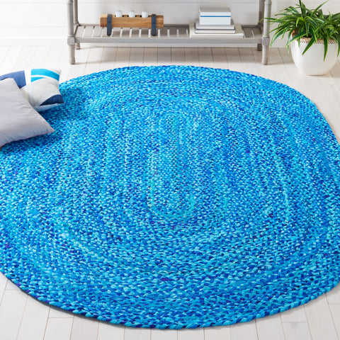 Blue Multicolor Jute Braided Oval Rugfor Living Room – Bohemian handmade by LoomifyHome