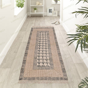 Block Printed Handmade Cotton Runner Rug