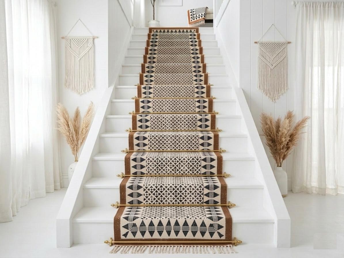Custom Size Stairs Runner Rug Stair Treads Traploper  Stair Carpet, treppenteppich Cotton Rug for Bedside, Entryway,