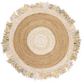 Beige Blue Jute Braided Round Rugfor Living Room – Accent handmade by LoomifyHome