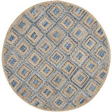 Beige Blue Jute Braided Round Rugfor Living Room – Entryways handmade by LoomifyHome