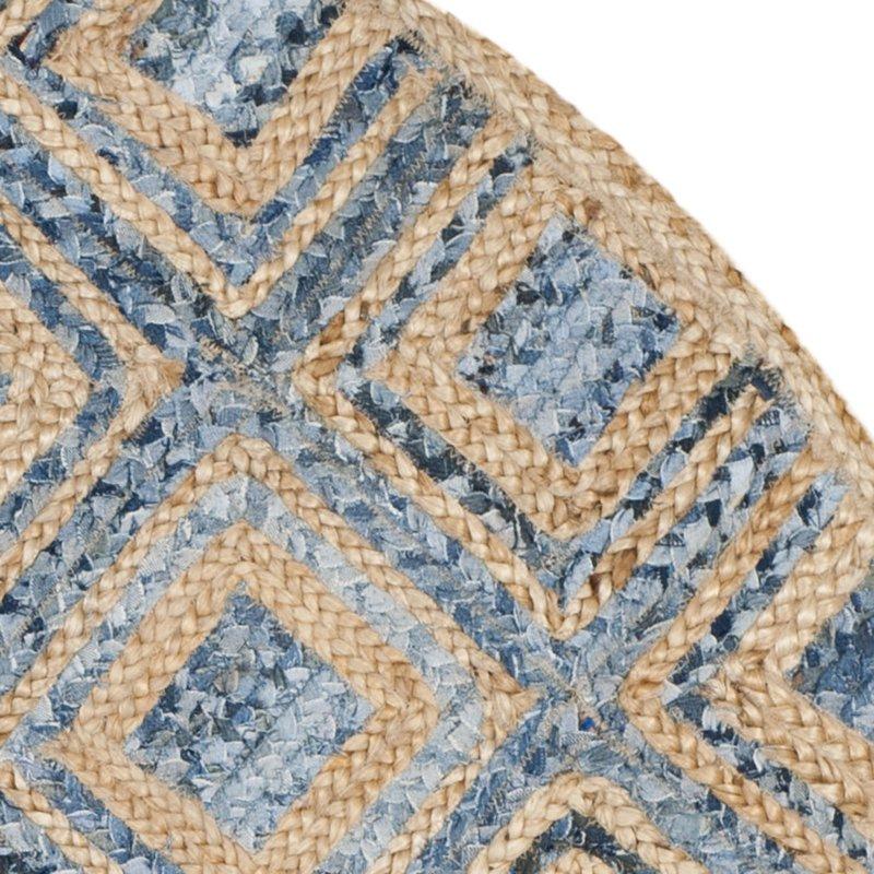 Beige Blue Jute Braided Round Rugfor Living Room – Entryways handmade by LoomifyHome