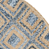 Beige Blue Jute Braided Round Rugfor Living Room – Entryways handmade by LoomifyHome