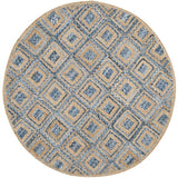 Beige Blue Jute Braided Round Rugfor Living Room – Entryways handmade by LoomifyHome