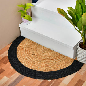 White Beige Jute Braided Half Moon Doormatfor Living Room – Handl handmade by LoomifyHome