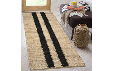 Hand Loomed Natural Jute Runner/Rug, Braided Jute Runner