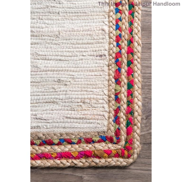 Beige Blue Jute Braided Oval Rugfor Living Room – 24 x 36 handmade by LoomifyHome