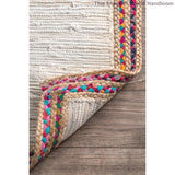 Beige Blue Jute Braided Oval Rugfor Living Room – 24 x 36 handmade by LoomifyHome